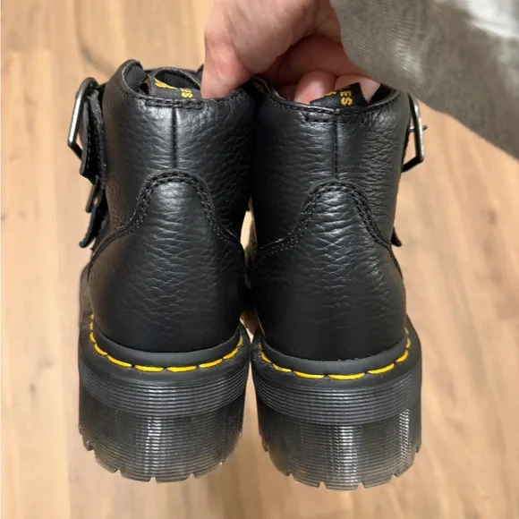 Dr. Martens Black Devon Heart Buckle Platform Boots - Picture 6 of 13
